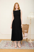Load image into Gallery viewer, Boat Neck Sleeveless Basque Waist Midi Dress