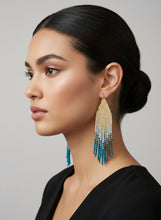 Load image into Gallery viewer, Turquoise Ombre Handbeaded Earrings