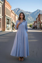 Load image into Gallery viewer, Joie Blue Linen Dress M