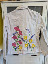 Load image into Gallery viewer, Custom Painted Floral White Utility Cotton Jacket S