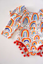 Load image into Gallery viewer, Rainbow Pom Pom Long Sleeve Romper