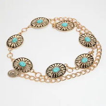 Load image into Gallery viewer, Western Concho Hoop Chain Belt
