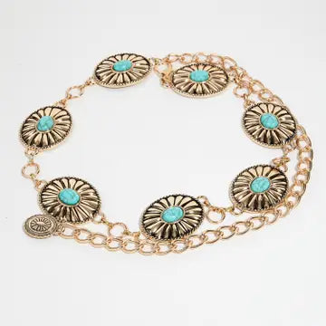 Western Concho Hoop Chain Belt