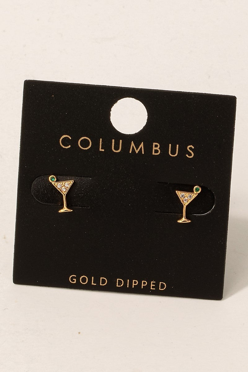 Martini Gold Stud Earrings