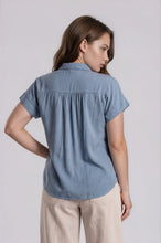 Load image into Gallery viewer, Plus Collared Ruched Shoulder Short Sleeve Shirt
