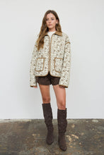 Load image into Gallery viewer, Floral Toile Collared Zip-up Quilted Jacket
