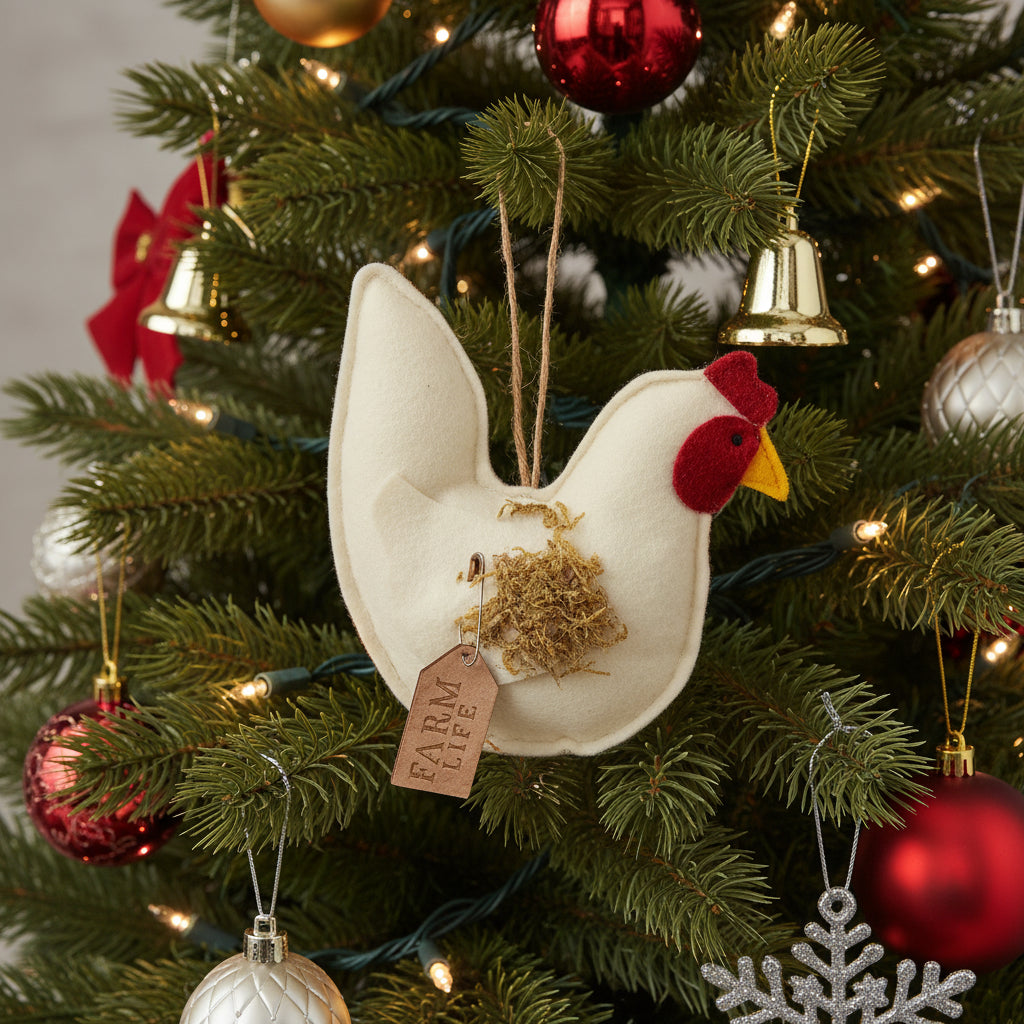 Felt Farm Life Chicken Ornament