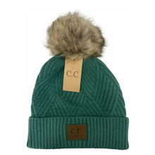 Load image into Gallery viewer, CC Criss Cross Suede Patch Beanie
