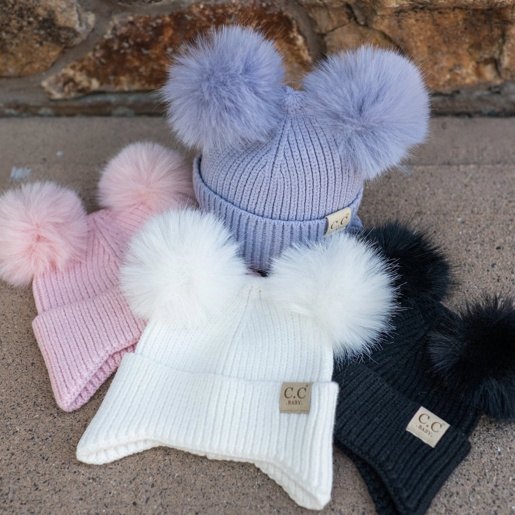 Double Pom Baby Beanie