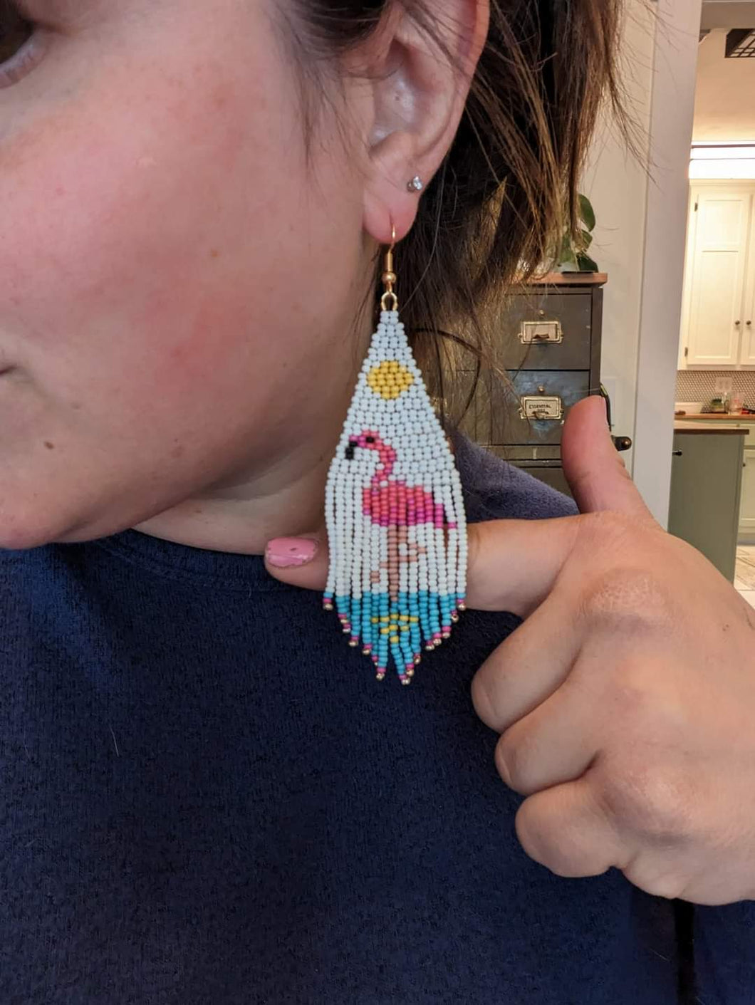 Flamingo Beaded Earrings