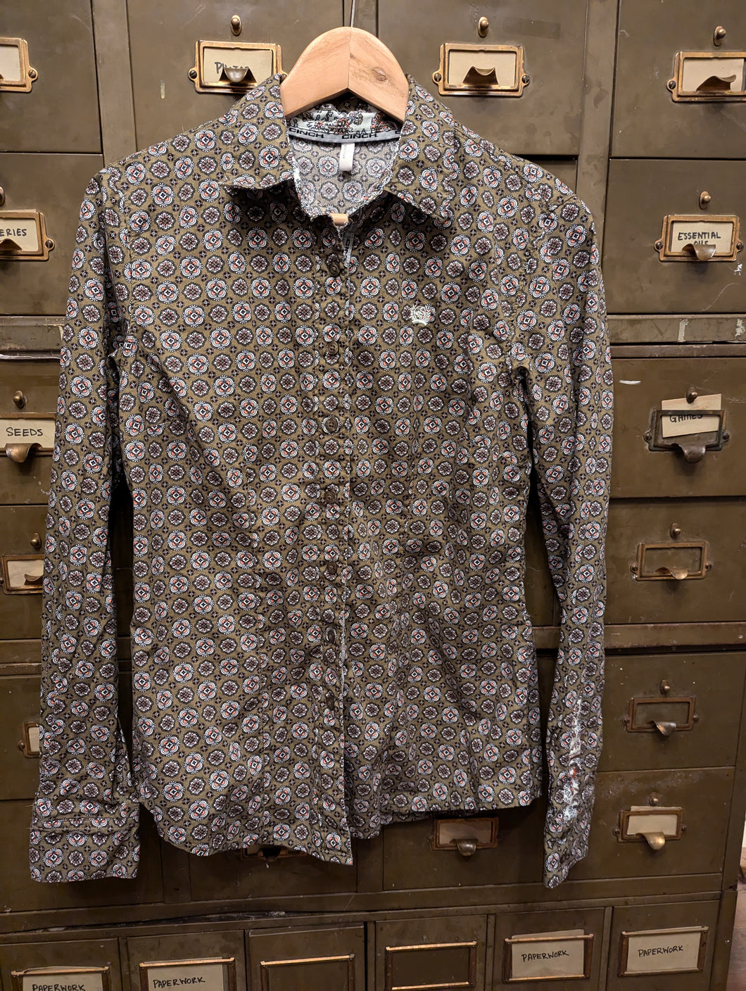 Cinch M Green Floral Button Up
