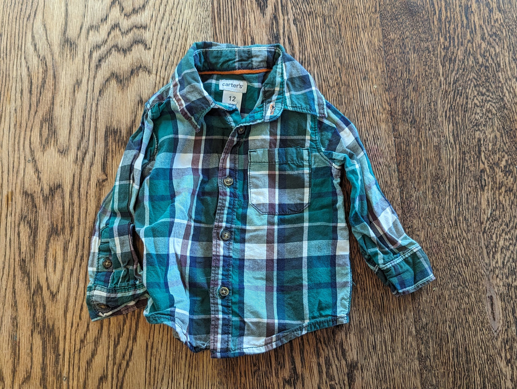 Carters Green Plaid 12 months