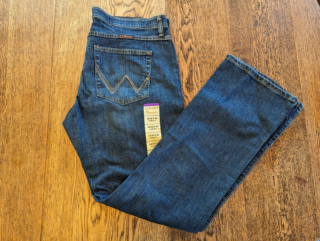 Wrangler Womens Q Baby Jeans 15/16 x 34 Stretch BNWT