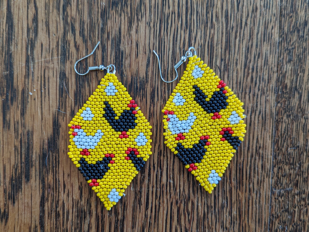 Black and White Chicken Beaded Earrings