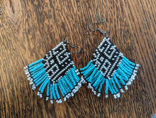 Load image into Gallery viewer, Black, White Fringe Beaded Earring
