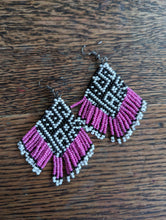 Load image into Gallery viewer, Black, White Fringe Beaded Earring
