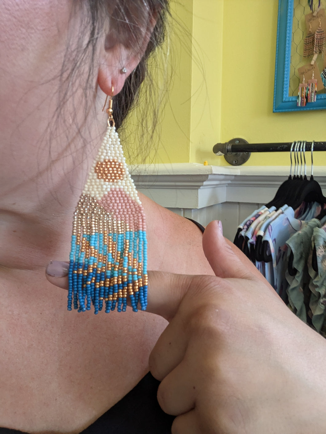 Leaf and Seaside Beaded Earring