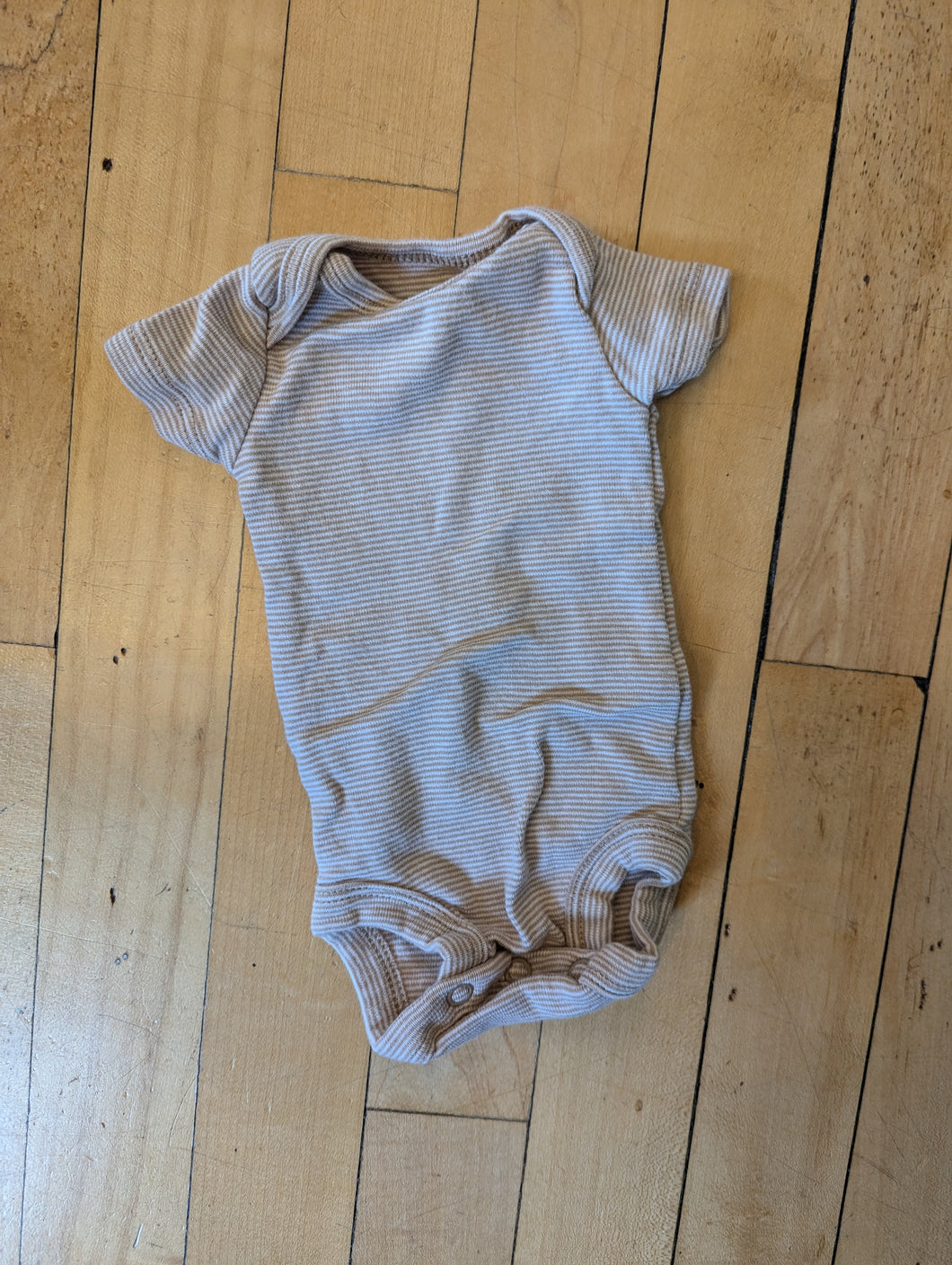 Carters Preemie Beige Micro Stripe Bodysuit