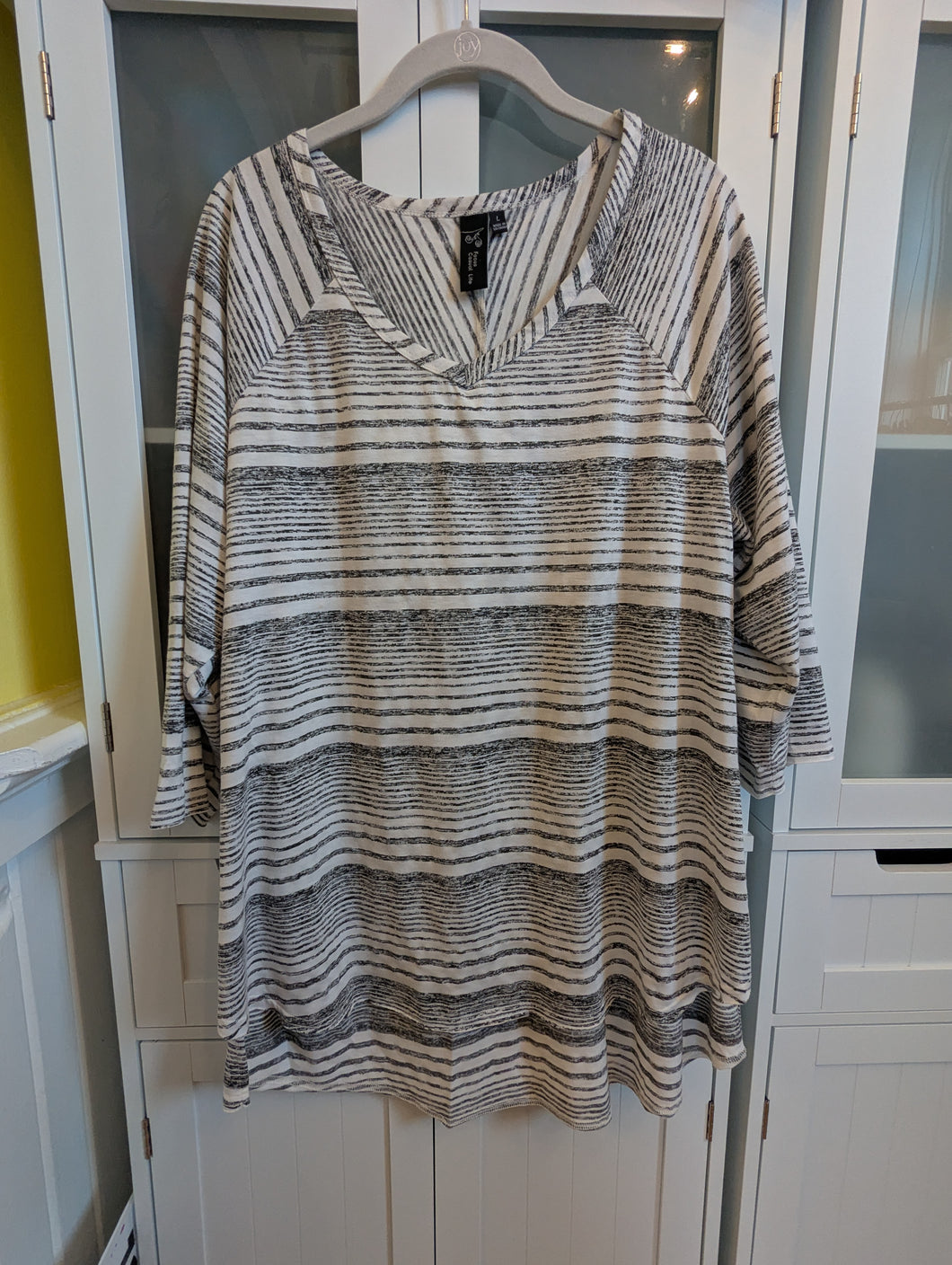 Black/White Tunic Top 3/4 sleeve L
