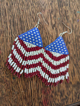 Load image into Gallery viewer, USA Flag Beaded Earrings
