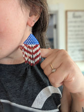 Load image into Gallery viewer, USA Flag Beaded Earrings
