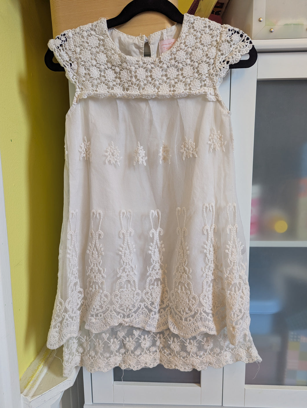 Think Pink Bows White Dress 4T