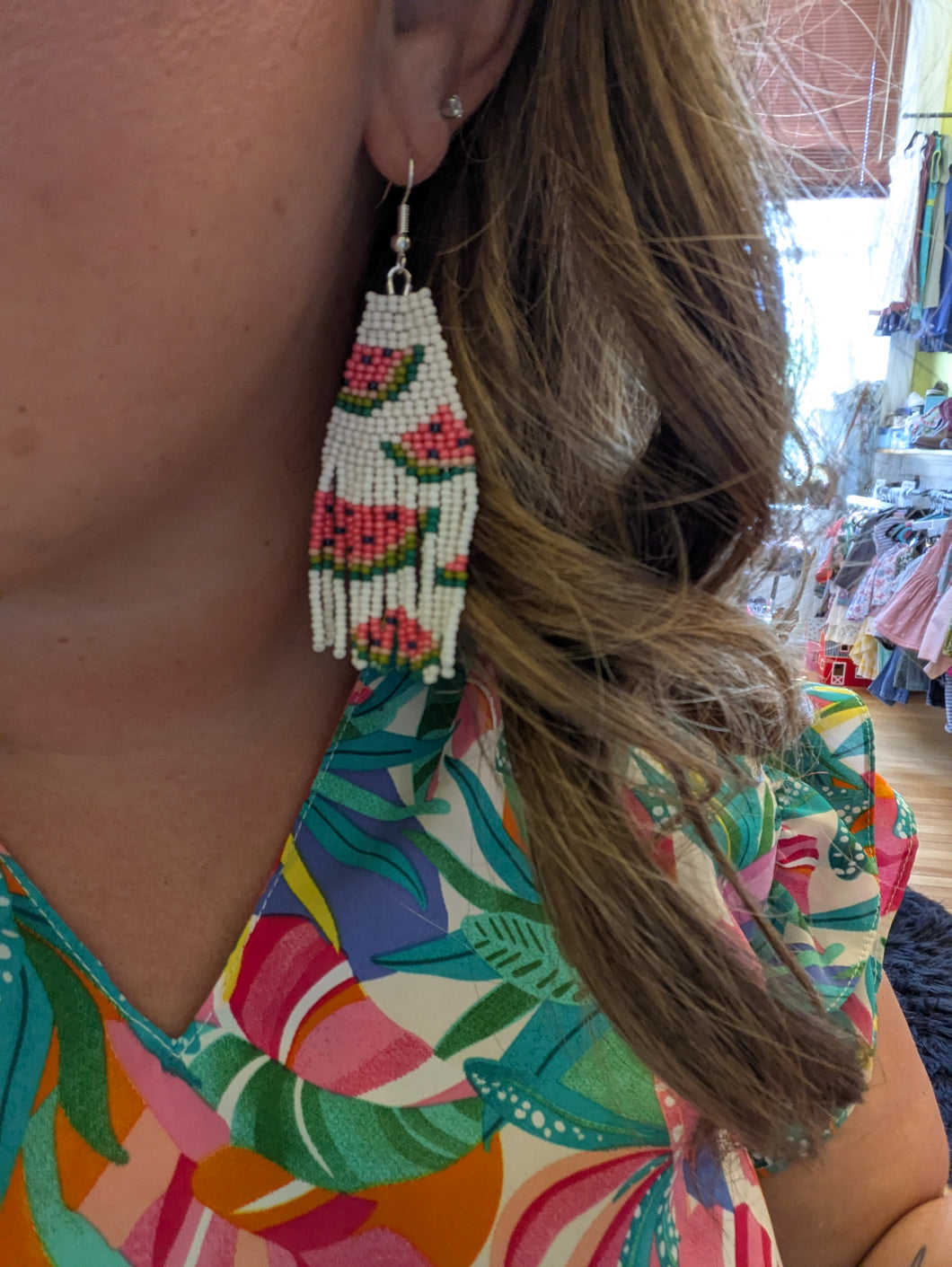 Watermelon Beaded Earrings