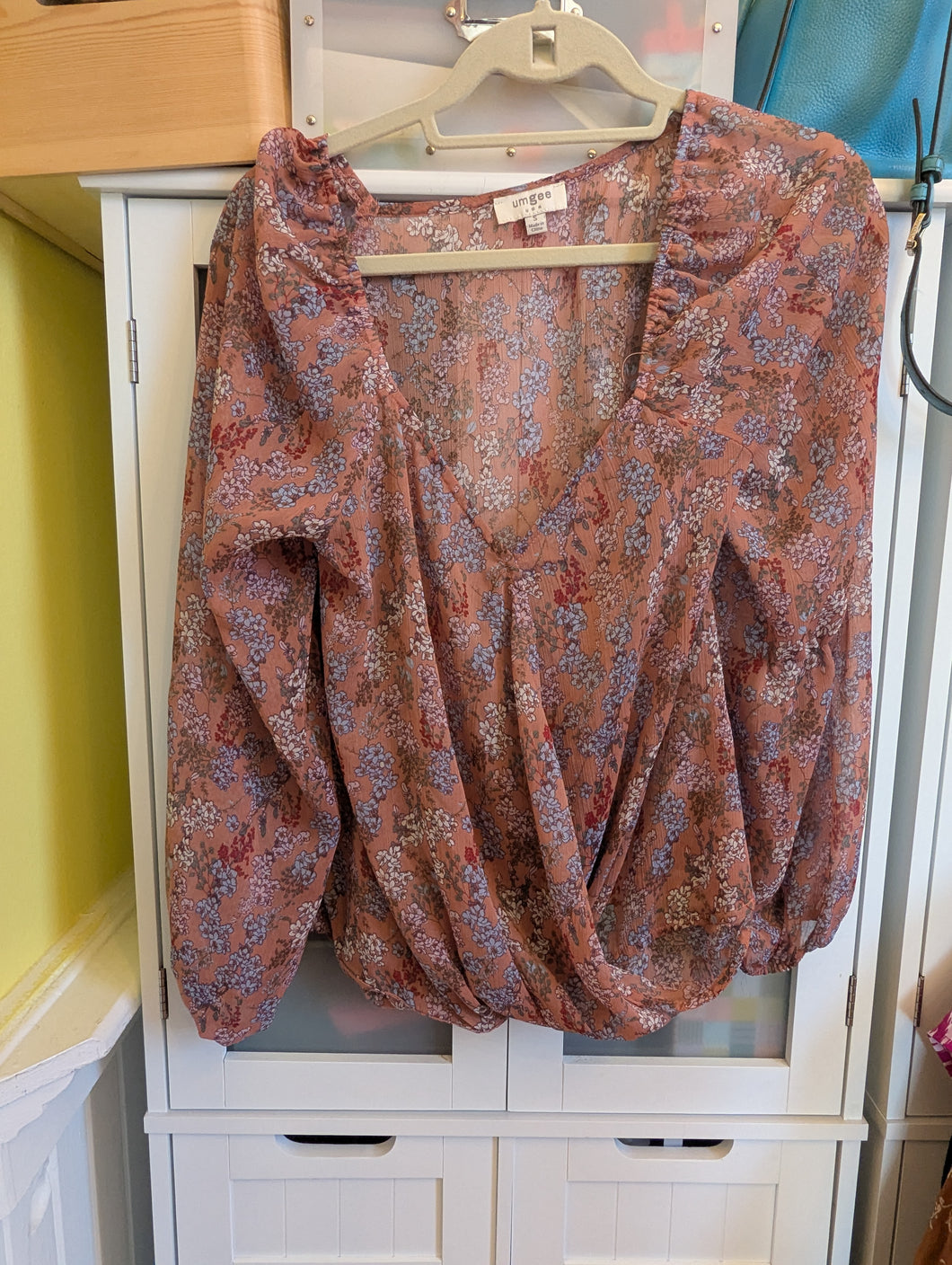 Umgee Peach Floral Blouse S
