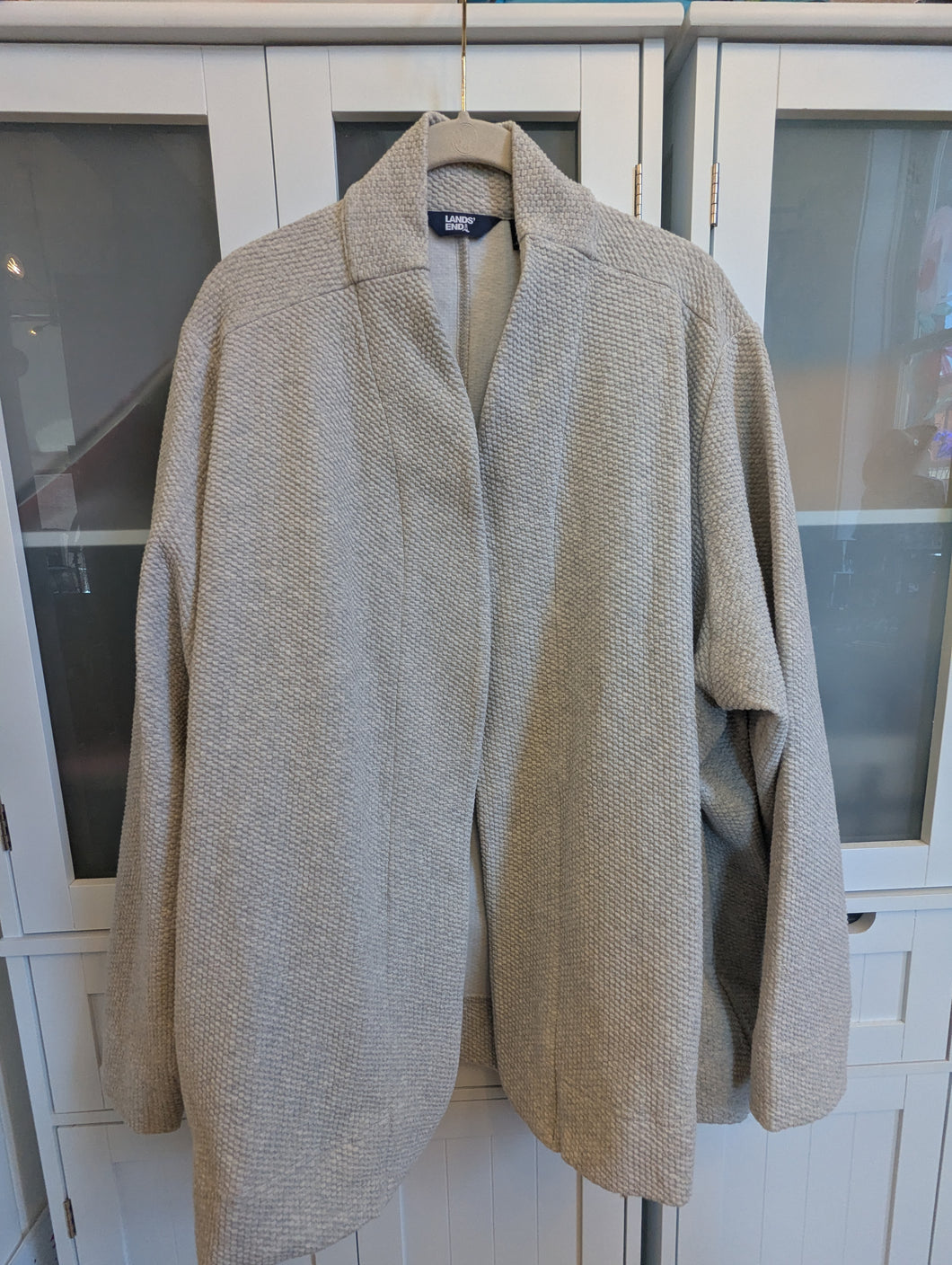 Lands End Oatmeal Cardigan 2X