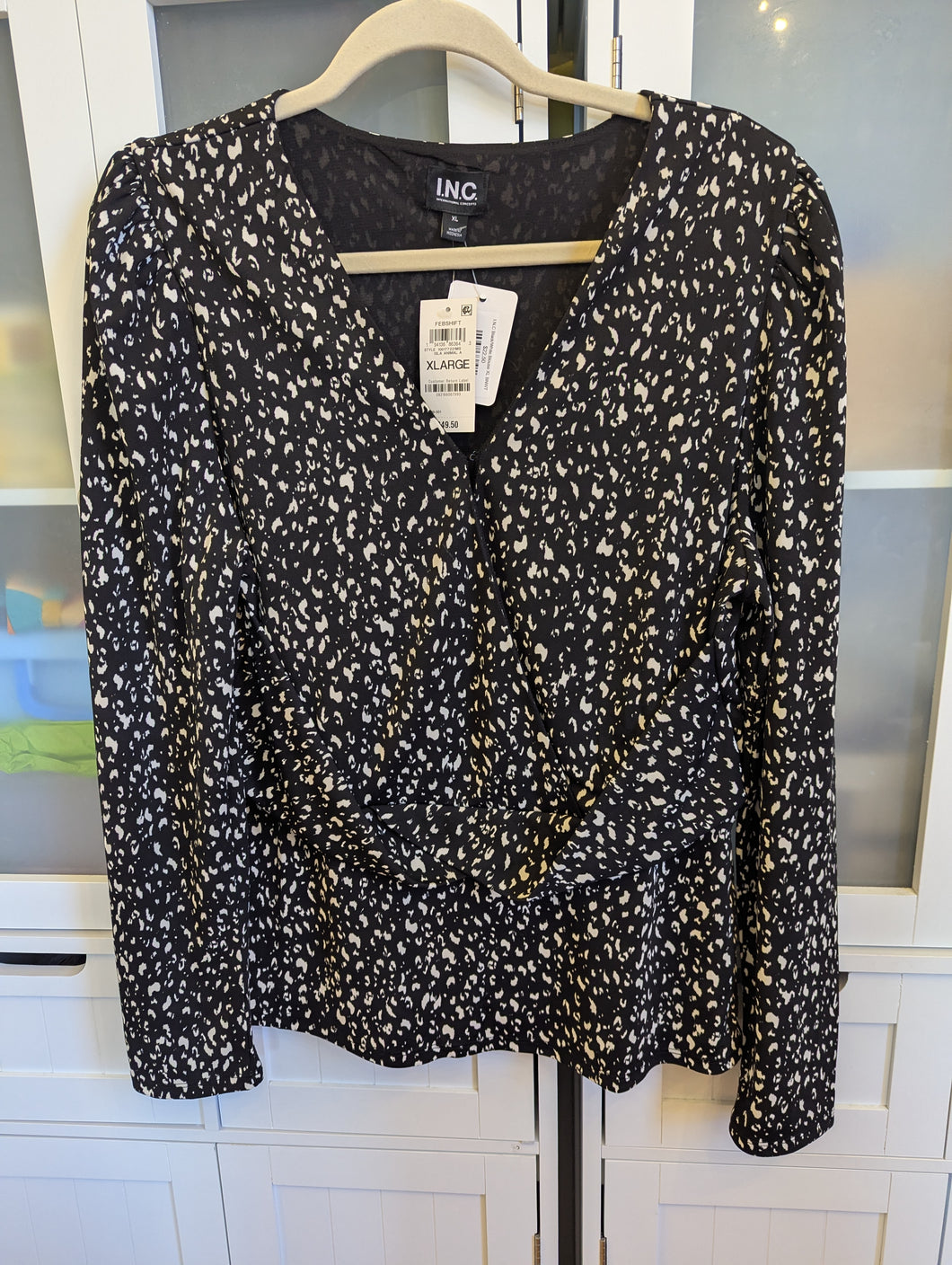 I.N.C Black/White Blouse XL BNWT