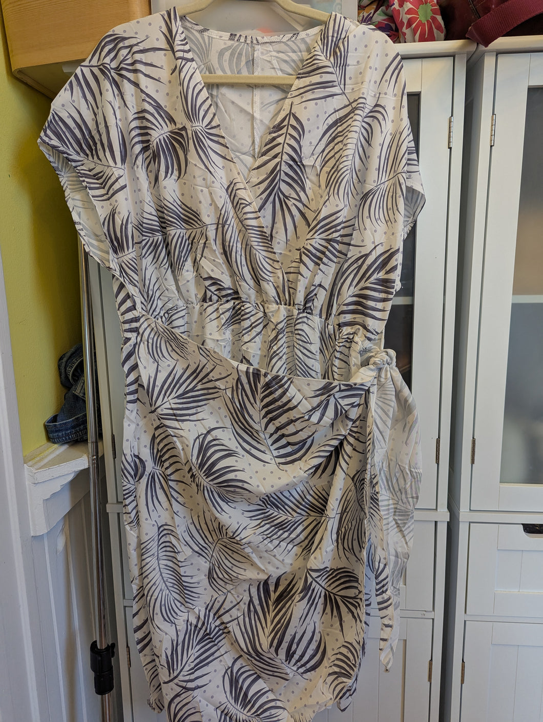 Palm Tree White Dress 2X