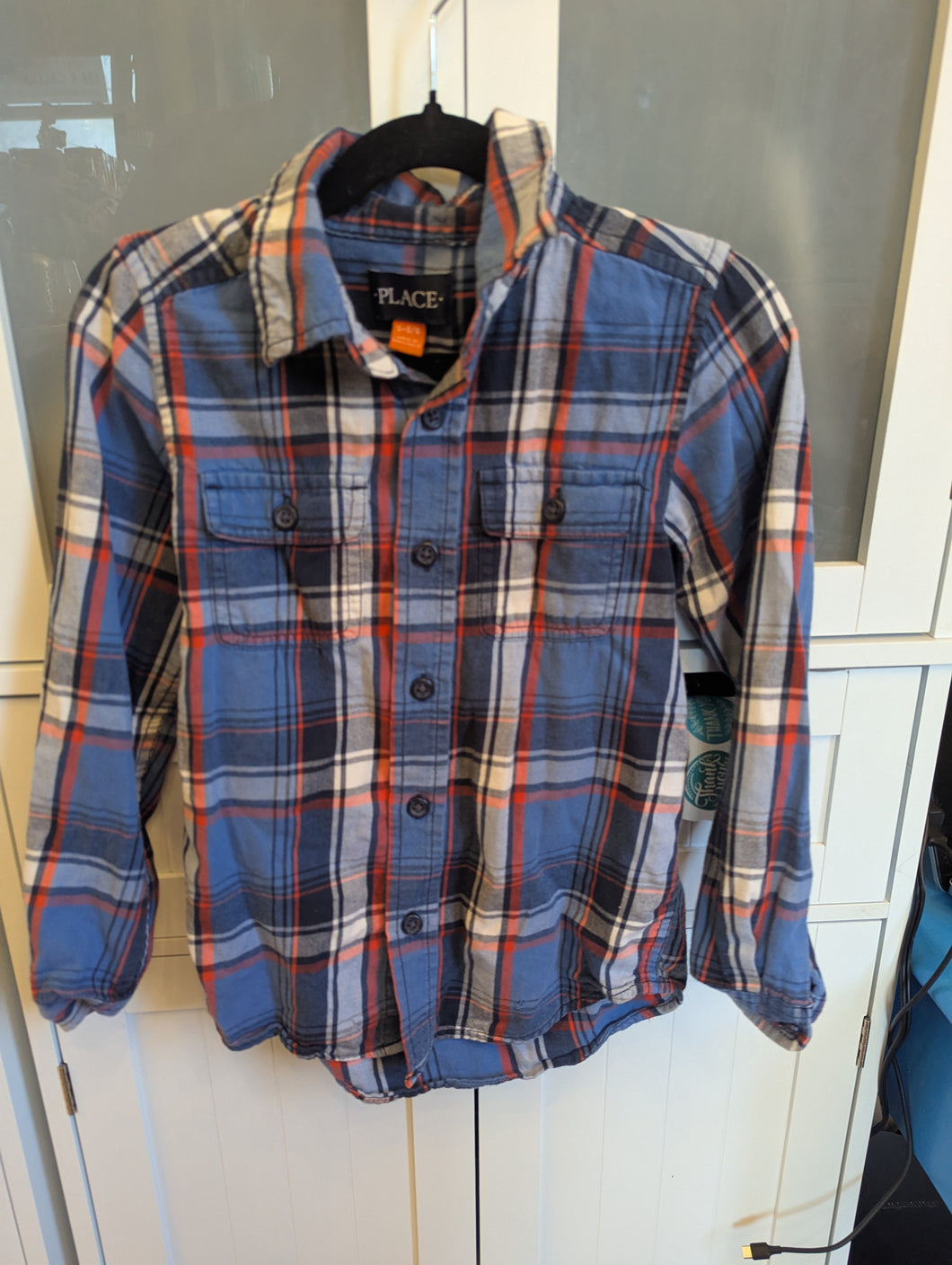 Children's Place Flannel Button Up Blue 5-6