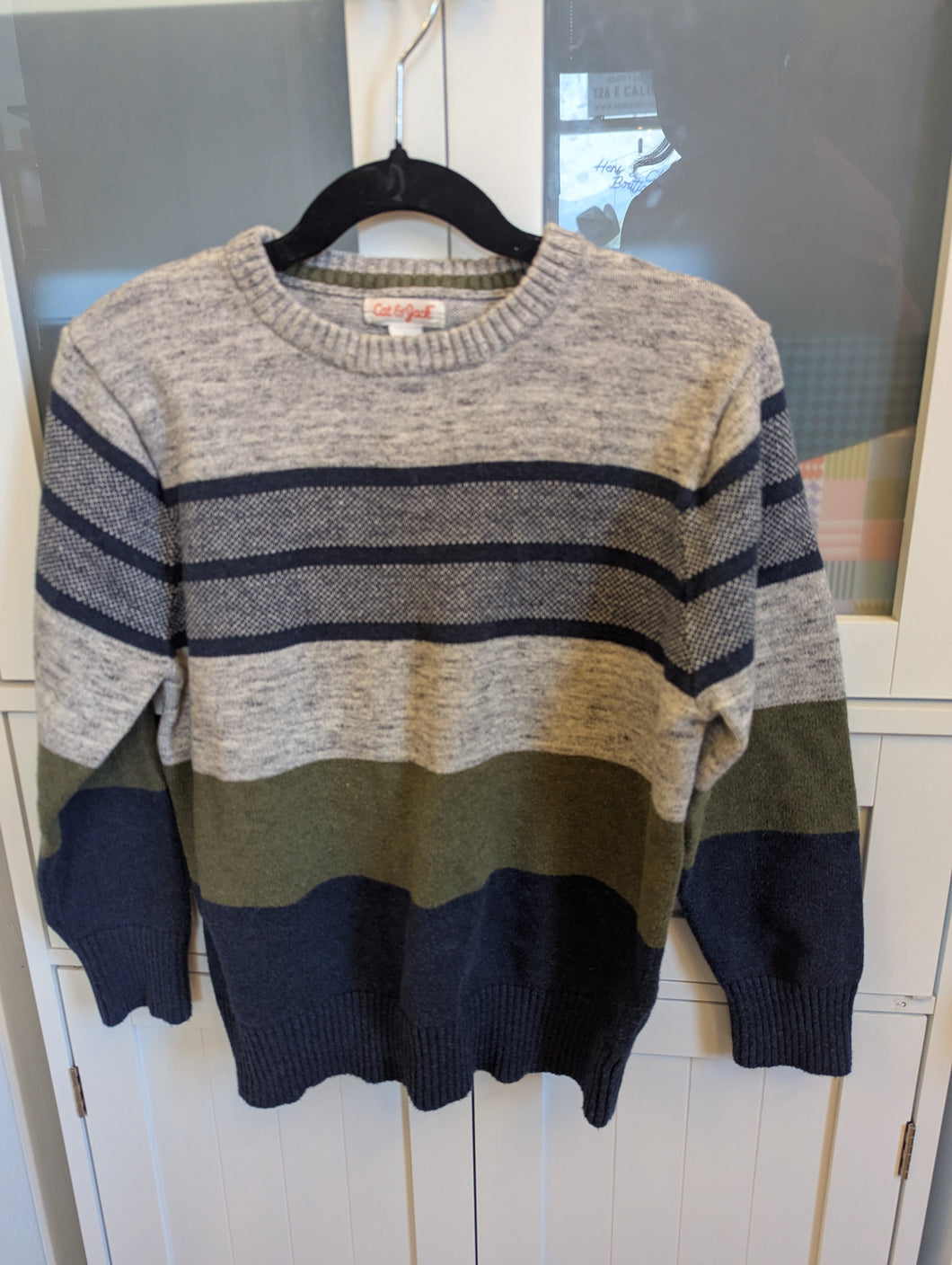 Cat & Jack Blue/Green/Grey Sweater S 6/7