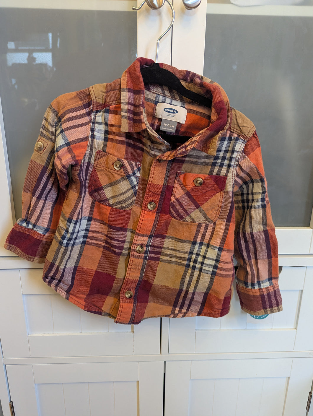 Old Navy Orange/Burgundy Flannel 18-24M