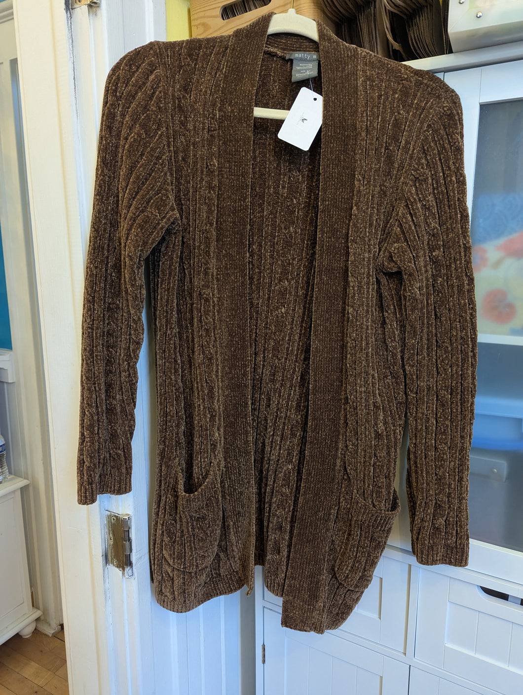 Matty M Chocolate Chenille Cardigan S