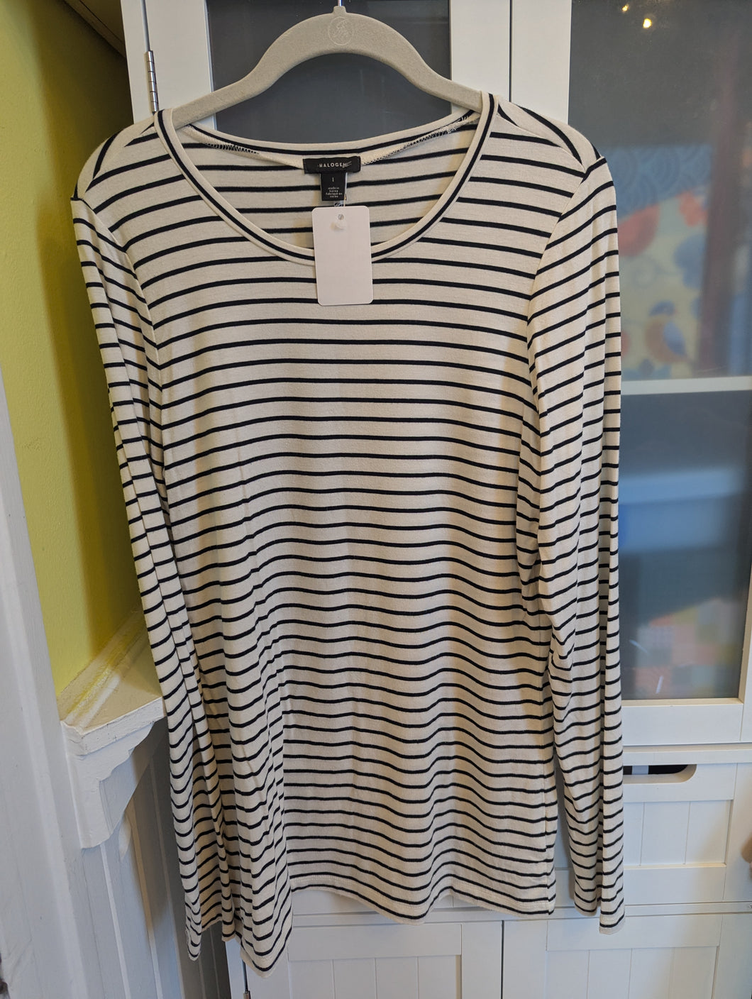 Halogen Stripe Long Sleeve Shirt L