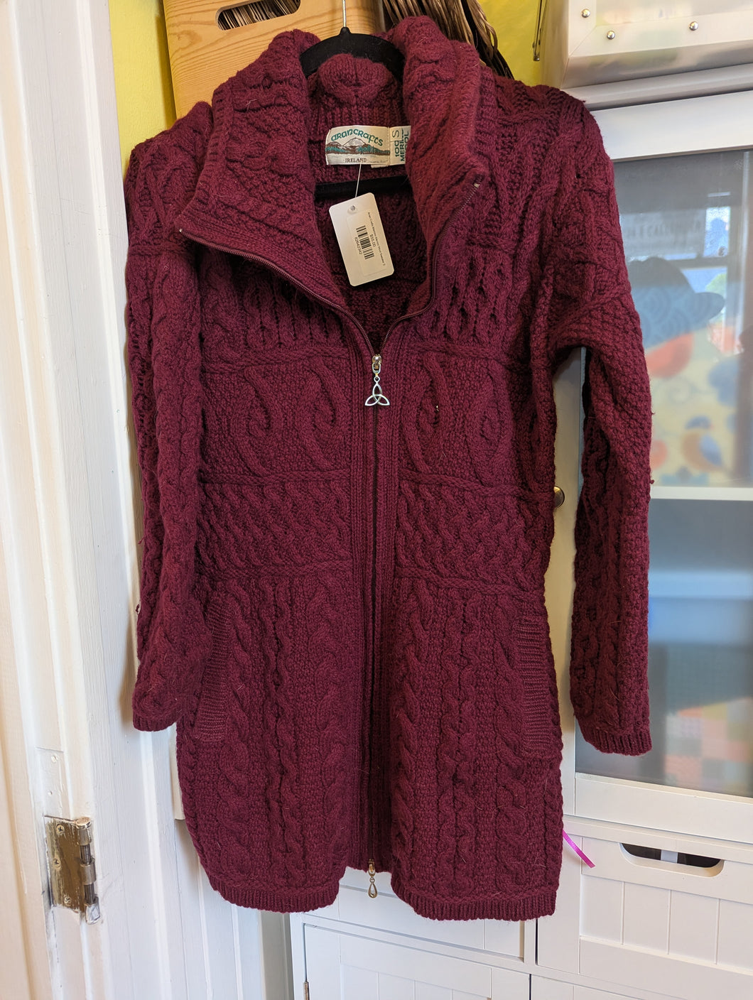 Aran Crafts Maroon Merino Wool Sweater S