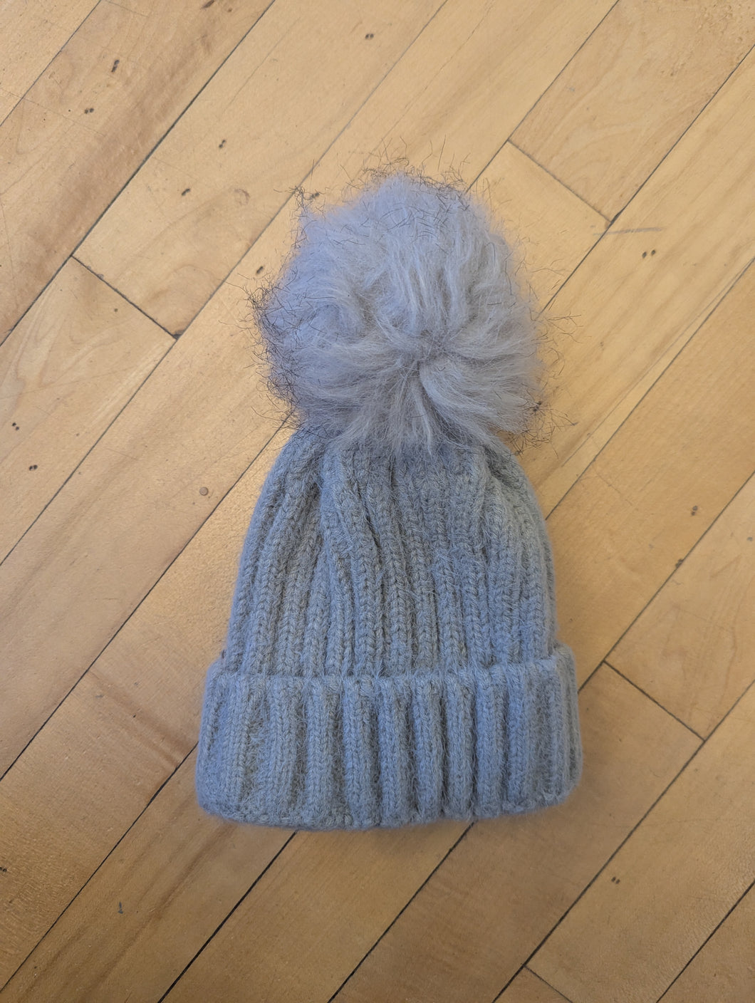 Grey Pom Infant Beanie