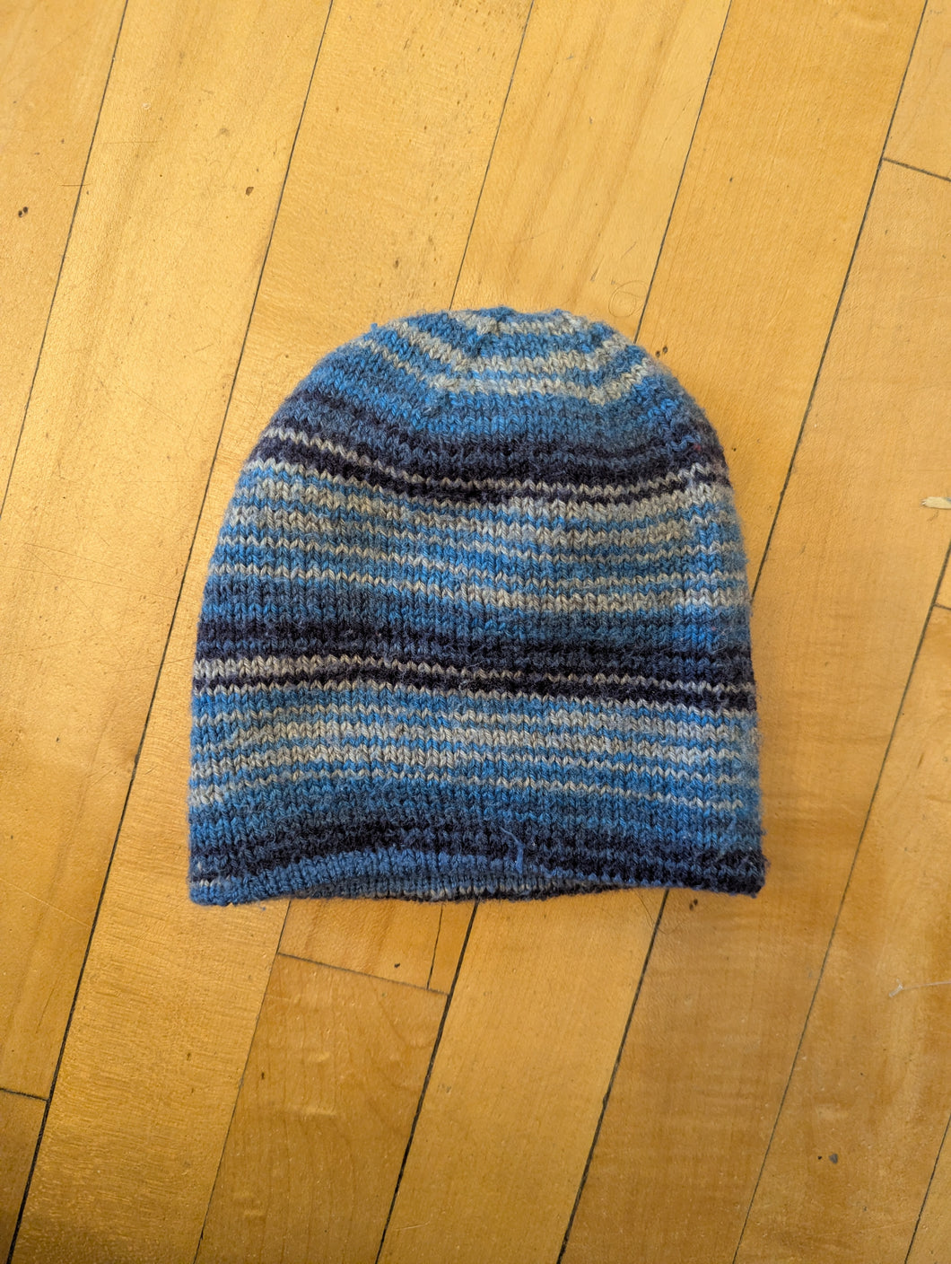 Blue Reversible Wool Infant Hat