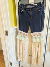 Load image into Gallery viewer, Upcycled Boho Lace Bell Bottom Jeans

