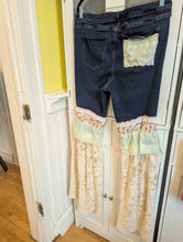 Load image into Gallery viewer, Upcycled Boho Lace Bell Bottom Jeans

