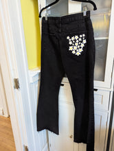 Load image into Gallery viewer, Black Flare Hand Painted Floral Jeans XL
