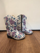 Load image into Gallery viewer, Old West Blue &amp; Purple Floral Sparkly Cowgirl Boots 4.5
