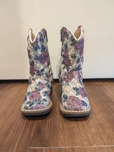 Load image into Gallery viewer, Old West Blue &amp; Purple Floral Sparkly Cowgirl Boots 4.5
