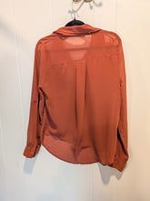 Load image into Gallery viewer, Mine Burnt Orange Sheer Button-Down Shirt M

