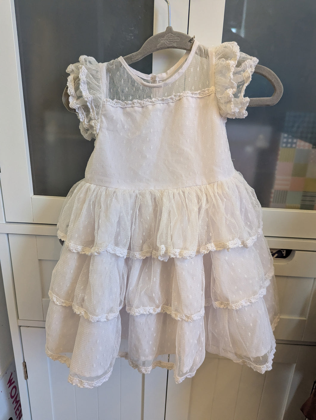 Pippa and Julie White Dress 6-9M