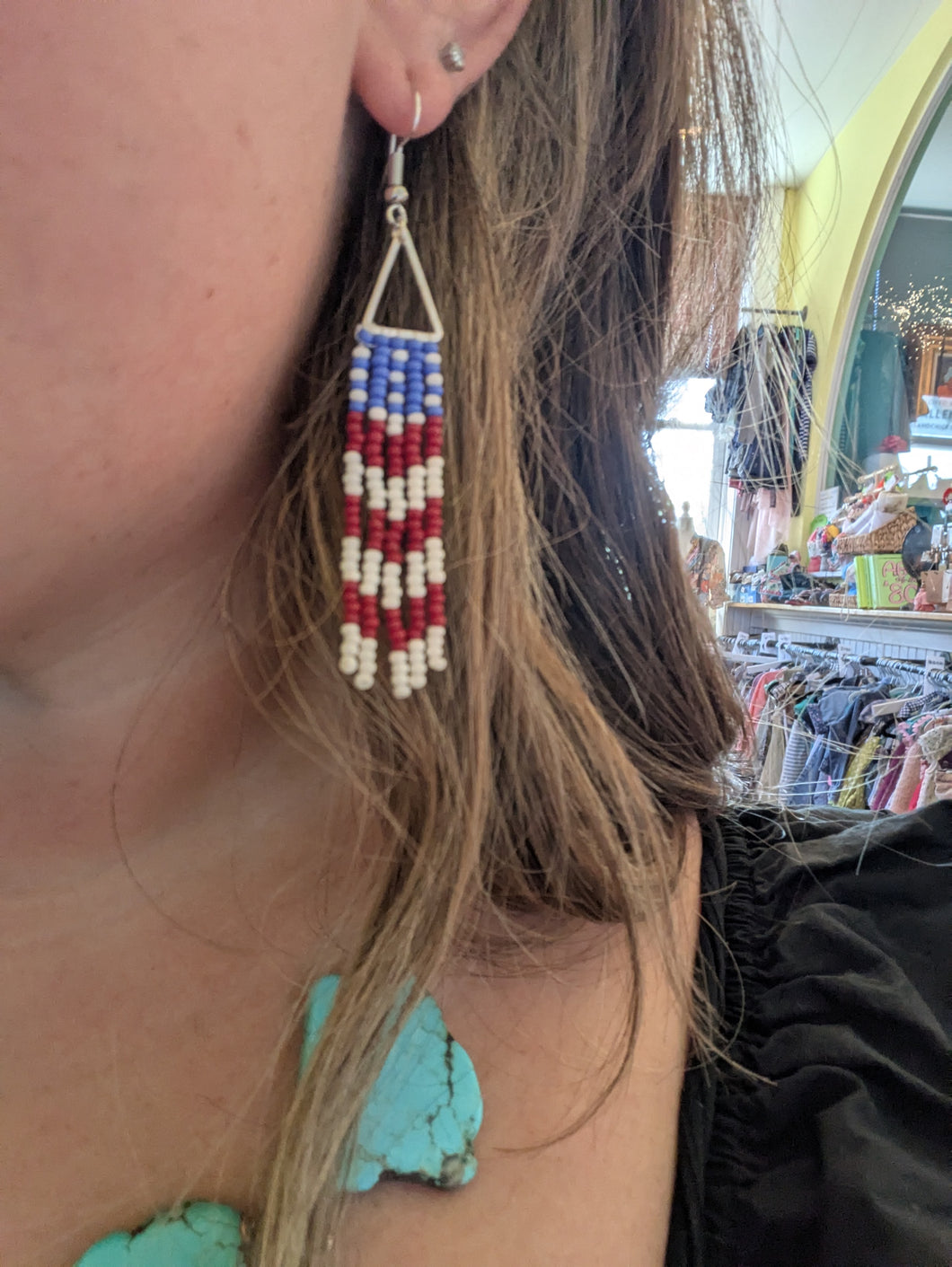 Triangle Flag Beaded Earrings