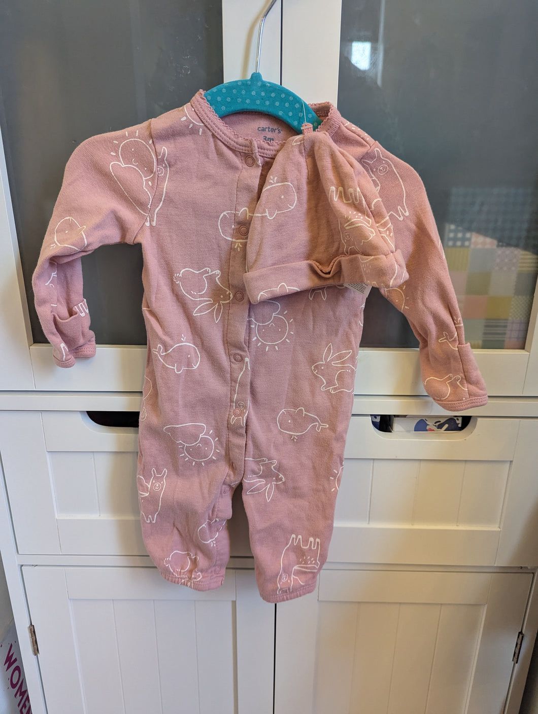 Carters 3M Pink Animal Outfit + Hat