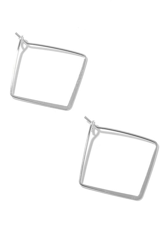 Metallic Square Hoop Earrings, Gold and Silver