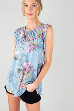 Load image into Gallery viewer, Floral Ruffle Tank- MADE IN USA
